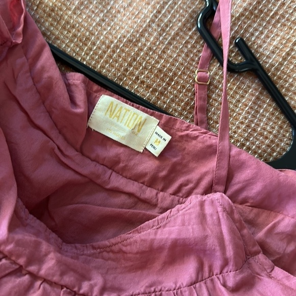 Nation Felicity Midi Dress in Flushed Pima cotton tiered size medium NWT - Picture 6 of 9